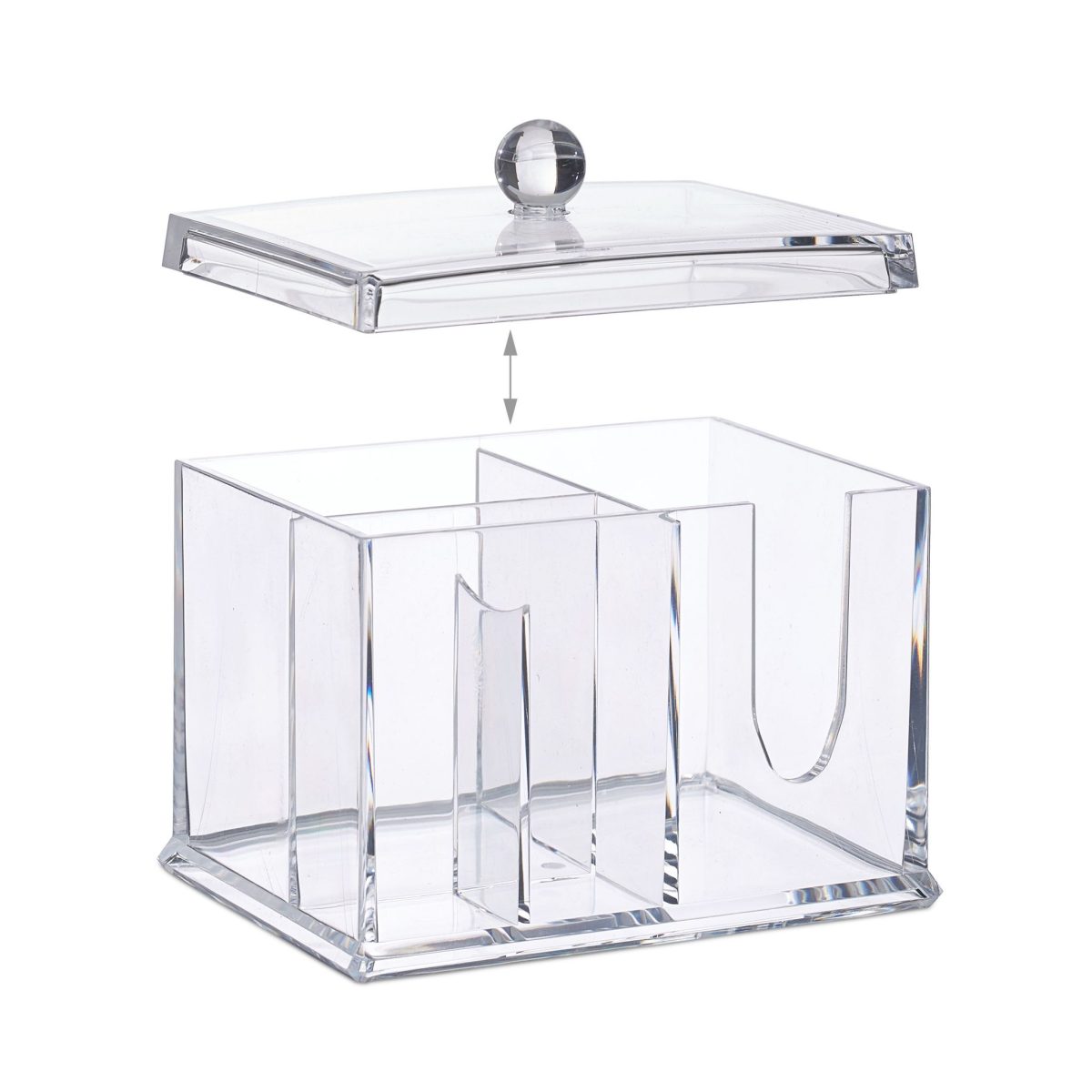 Organizator pentru dischete si betisoare cosmetice, acril, transparent, 13 x 15 x 11 cm - imagine 5