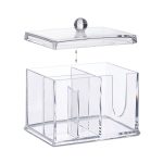 Organizator pentru dischete si betisoare cosmetice, acril, transparent, 13 x 15 x 11 cm - imagine 5