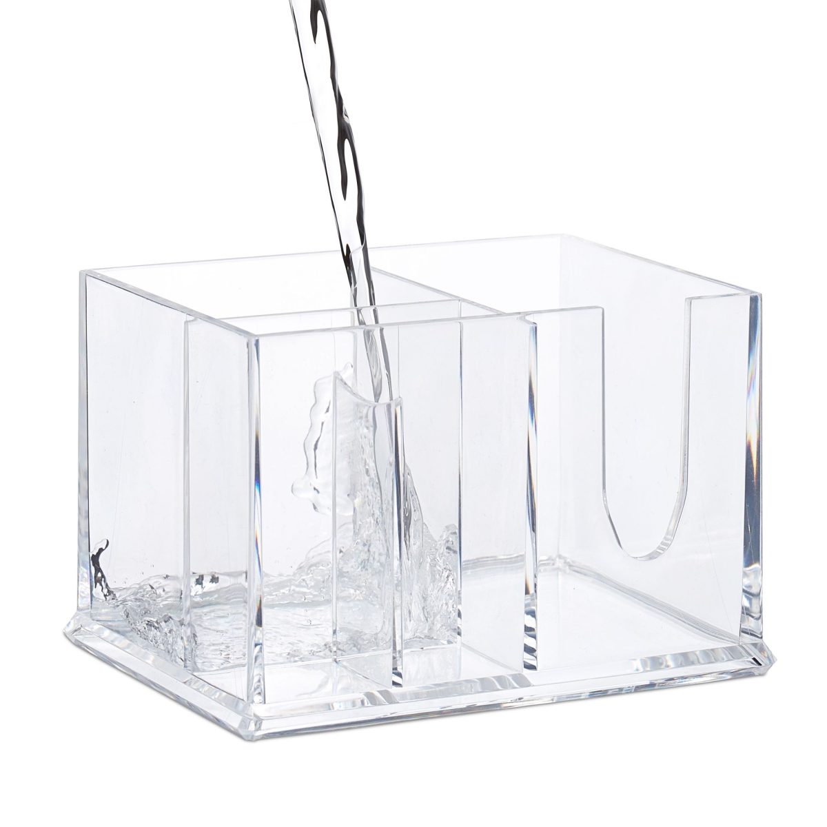 Organizator pentru dischete si betisoare cosmetice, acril, transparent, 13 x 15 x 11 cm - imagine 6