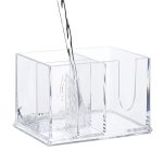 Organizator pentru dischete si betisoare cosmetice, acril, transparent, 13 x 15 x 11 cm - imagine 6
