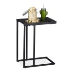 Masuta de cafea, din MDF/metal, 59,5 x 30 x 45 cm, negru