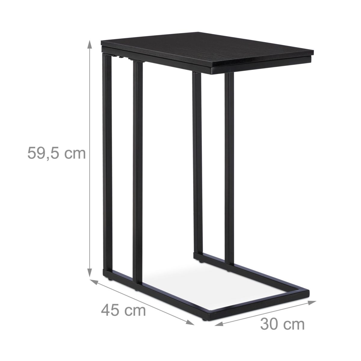 Masuta de cafea, din MDF/metal, 59,5 x 30 x 45 cm, negru - imagine 5