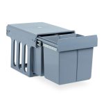 Cos de gunoi incorporat, Relaxdays, cu 3 recipiente diferite, gri, 1 x 15 l, 2 x 8 l, 35 x 34 x 48 cm