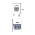 Cos de gunoi incorporat, Relaxdays, cu 3 recipiente diferite, gri, 1 x 15 l, 2 x 8 l, 35 x 34 x 48 cm - imagine 3