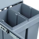Cos de gunoi incorporat, Relaxdays, cu 3 recipiente diferite, gri, 1 x 15 l, 2 x 8 l, 35 x 34 x 48 cm - imagine 6