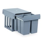 Cos de gunoi incorporat, Relaxdays, cu 4 recipiente diferite, gri, 4 x 8 l, 35 x 34 x 48 cm