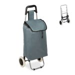 Carucior cumparaturi pliabil cu 2 roti, capacitate incarcare pana la 10 kg, 25 L, cadru inox, gri, 40 x 30 x 91 cm