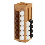 Suport rotativ capsule cafea, tip Dolce Gusto, 8 compartimente, din bambus, pana la 56 de capsule, 40.5 x 14 x 14 cm, RelaxDays