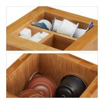 Suport rotativ capsule cafea, tip Dolce Gusto, 8 compartimente, din bambus, pana la 56 de capsule, 40.5 x 14 x 14 cm, RelaxDays - imagine 7