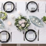 Set decorativ suport pentru 3 lumanari, gri/alb, dimensiuni 7,5 x 38,5 x 16 cm, Relaxdays - imagine 2