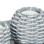 Set decorativ suport pentru 3 lumanari, gri/alb, dimensiuni 7,5 x 38,5 x 16 cm, Relaxdays - imagine 5