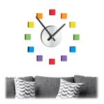 Ceas de perete, multicolor, adeziv, dimensiuni 10,5 x 3,5 cm, Relaxdays