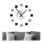 Ceas de perete, adeziv, dimensiuni 10,5 x 3,5 cm, argintiu/negru/gri, Relaxdays