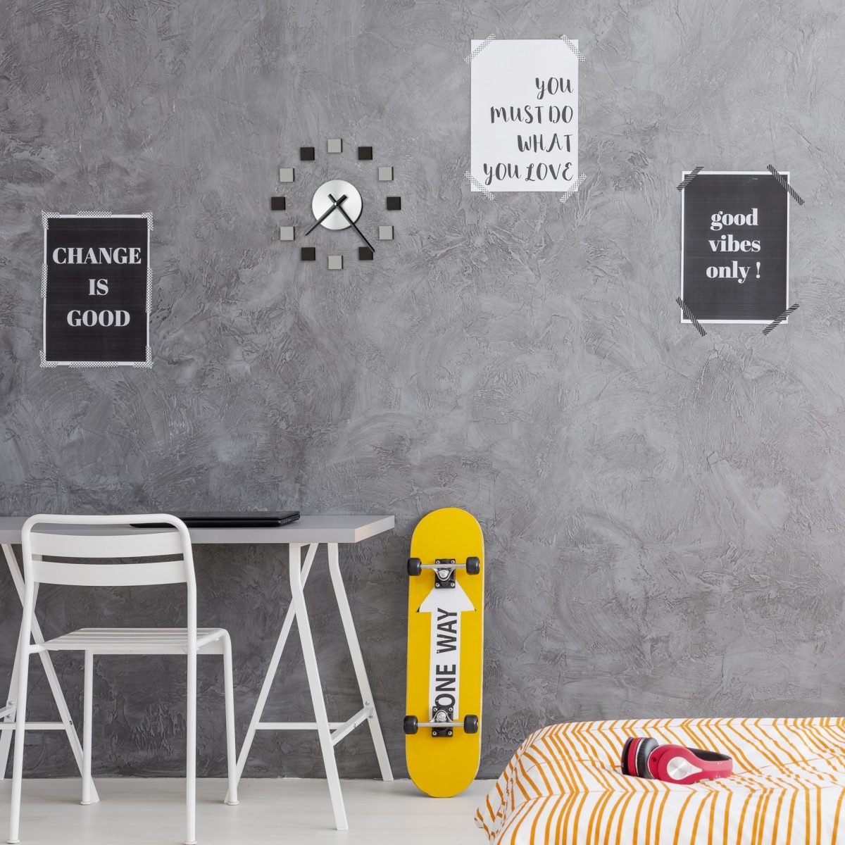 Ceas de perete, adeziv, dimensiuni 10,5 x 3,5 cm, argintiu/negru/gri, Relaxdays - imagine 2