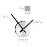 Ceas de perete, adeziv, dimensiuni 10,5 x 3,5 cm, argintiu/negru/gri, Relaxdays - imagine 4