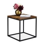 Masuta cafea, design industrial, MDF/otel, maro/negru