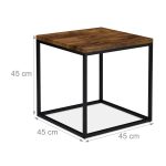 Masuta cafea, design industrial, MDF/otel, maro/negru - imagine 5