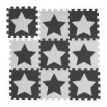 Covoras din spuma EVA Relaxdays, tip puzzle, Alb/Gri, 9 piese, moale, 91x91 cm