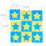 Covoras din spuma EVA Relaxdays, tip puzzle, Albastru/Galben, 9 piese, moale, 91x91 cm - imagine 4