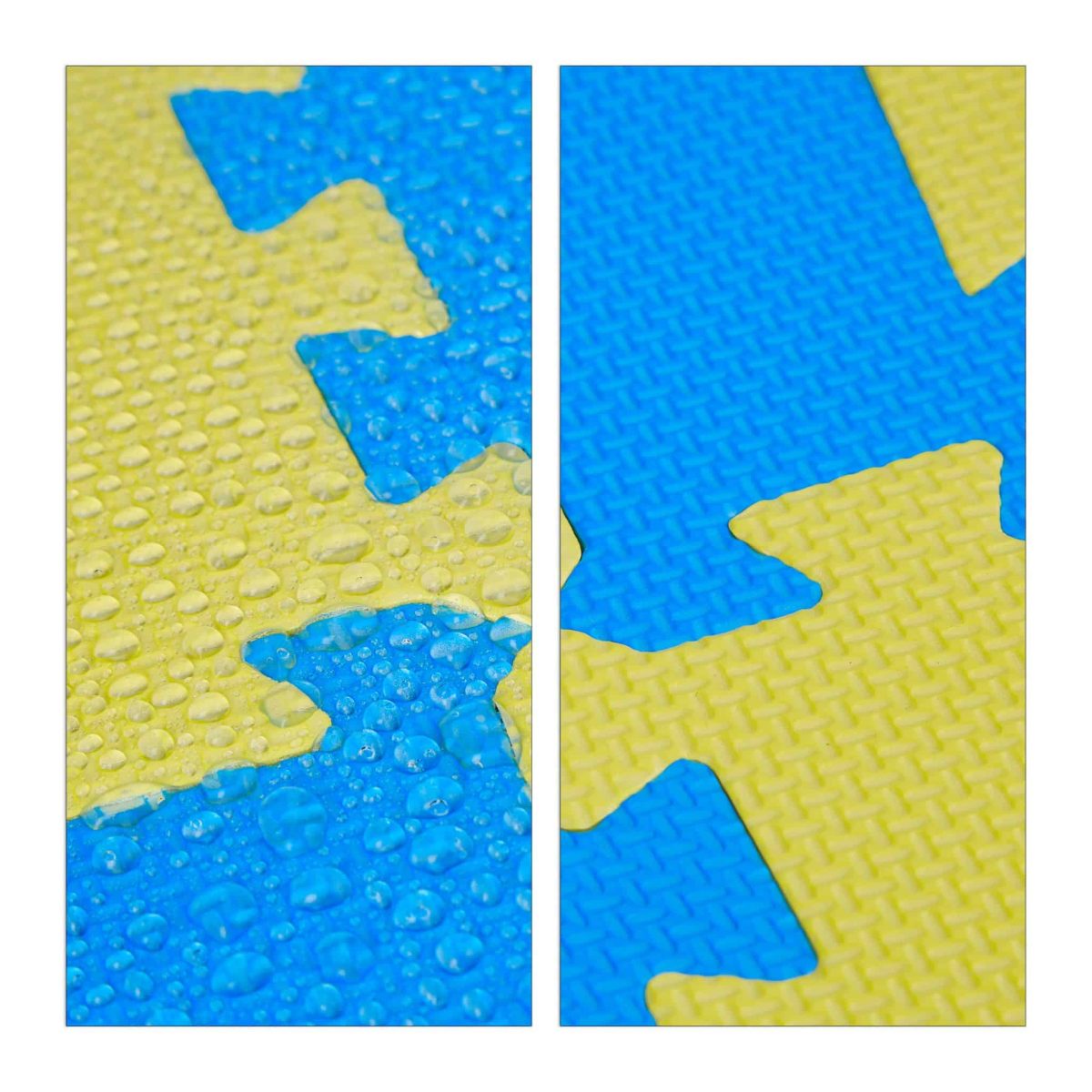 Covoras din spuma EVA Relaxdays, tip puzzle, Albastru/Galben, 9 piese, moale, 91x91 cm - imagine 7