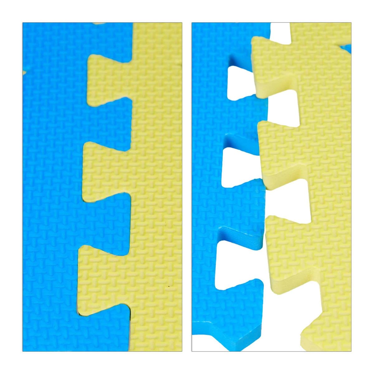 Covoras din spuma EVA Relaxdays, tip puzzle, Albastru/Galben, 9 piese, moale, 91x91 cm - imagine 8