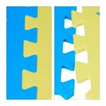 Covoras din spuma EVA Relaxdays, tip puzzle, Albastru/Galben, 9 piese, moale, 91x91 cm - imagine 8