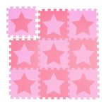 Covoras din spuma EVA Relaxdays, tip puzzle, Roz, 9 piese, moale, 91 x 91 cm