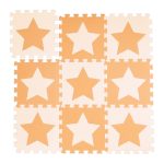 Covoras din spuma EVA Relaxdays, tip puzzle, Portocaliu/Bej, 9 piese, moale, 91x91 cm
