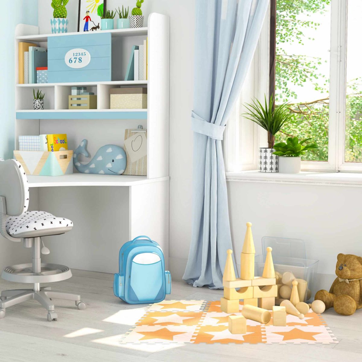 Covoras din spuma EVA Relaxdays, tip puzzle, Portocaliu/Bej, 9 piese, moale, 91x91 cm - imagine 2