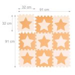Covoras din spuma EVA Relaxdays, tip puzzle, Portocaliu/Bej, 9 piese, moale, 91x91 cm - imagine 3