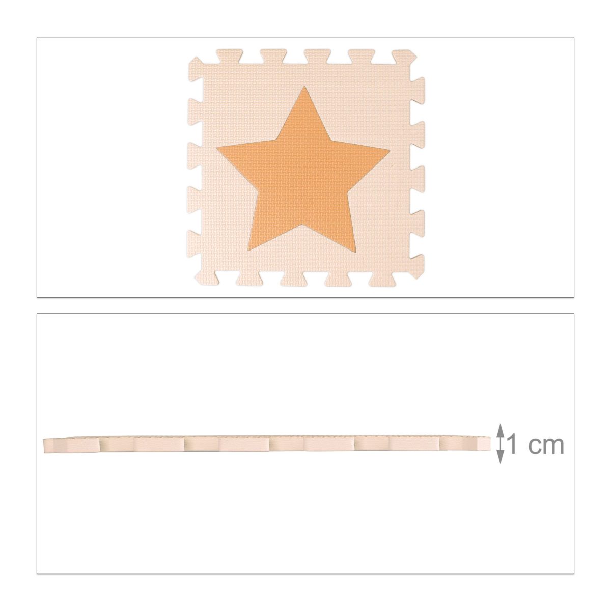 Covoras din spuma EVA Relaxdays, tip puzzle, Portocaliu/Bej, 9 piese, moale, 91x91 cm - imagine 4