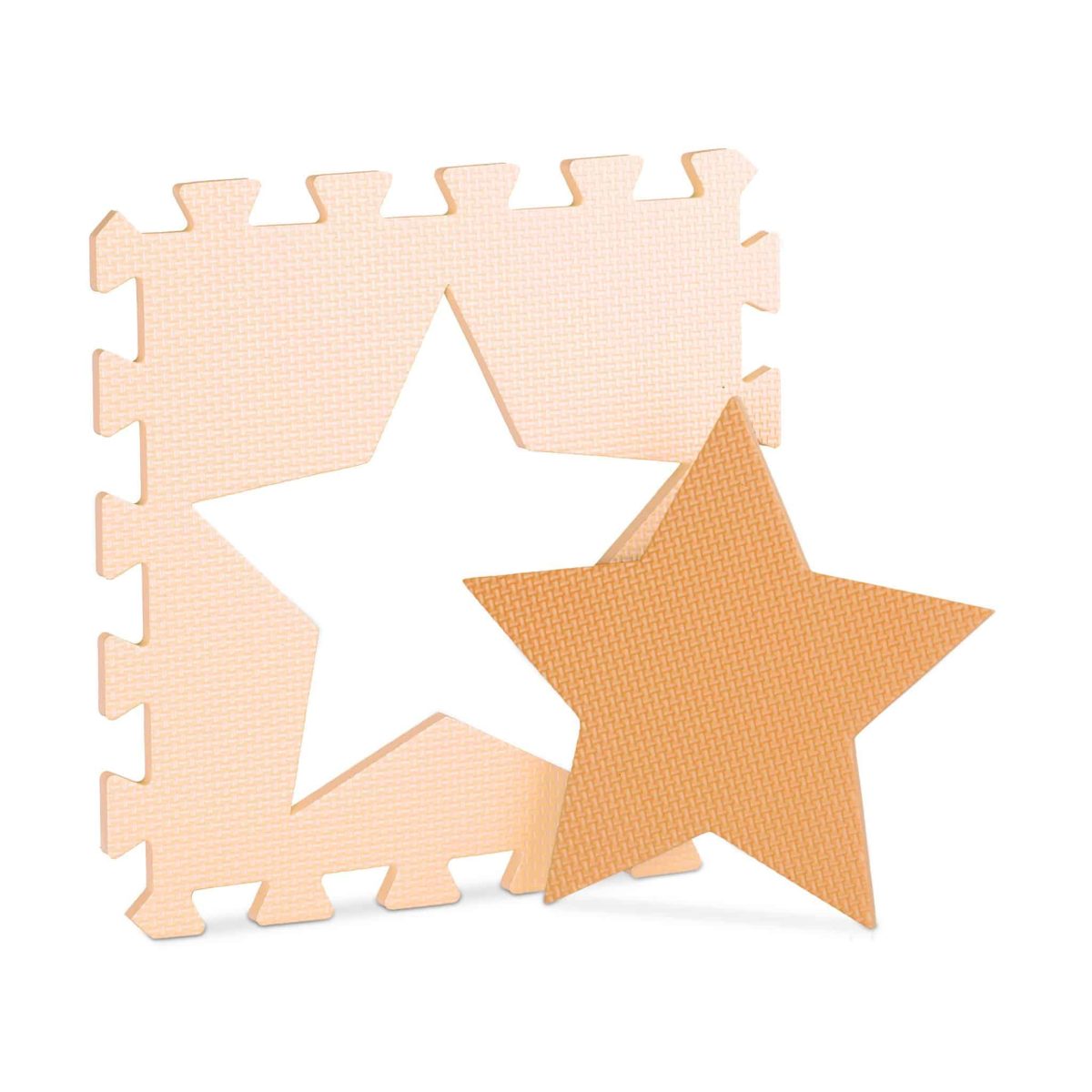 Covoras din spuma EVA Relaxdays, tip puzzle, Portocaliu/Bej, 9 piese, moale, 91x91 cm - imagine 5