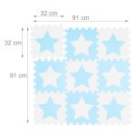 Covoras din spuma EVA Relaxdays, tip puzzle, Alb/Albastru, 9 piese, moale, 91x91 cm - imagine 3