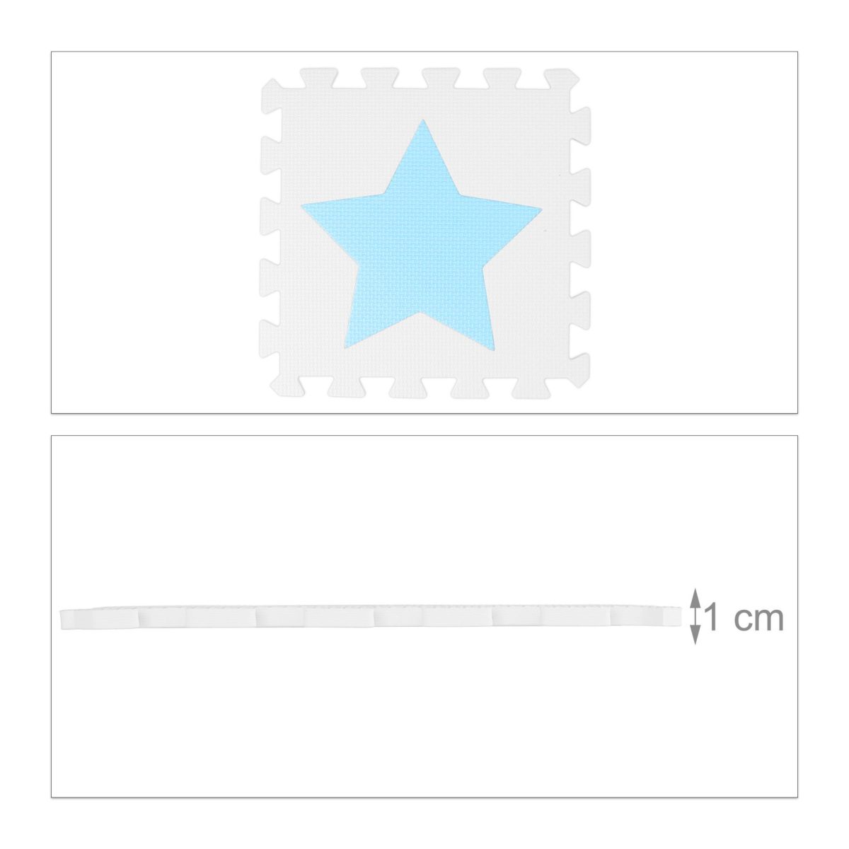 Covoras din spuma EVA Relaxdays, tip puzzle, Alb/Albastru, 9 piese, moale, 91x91 cm - imagine 4