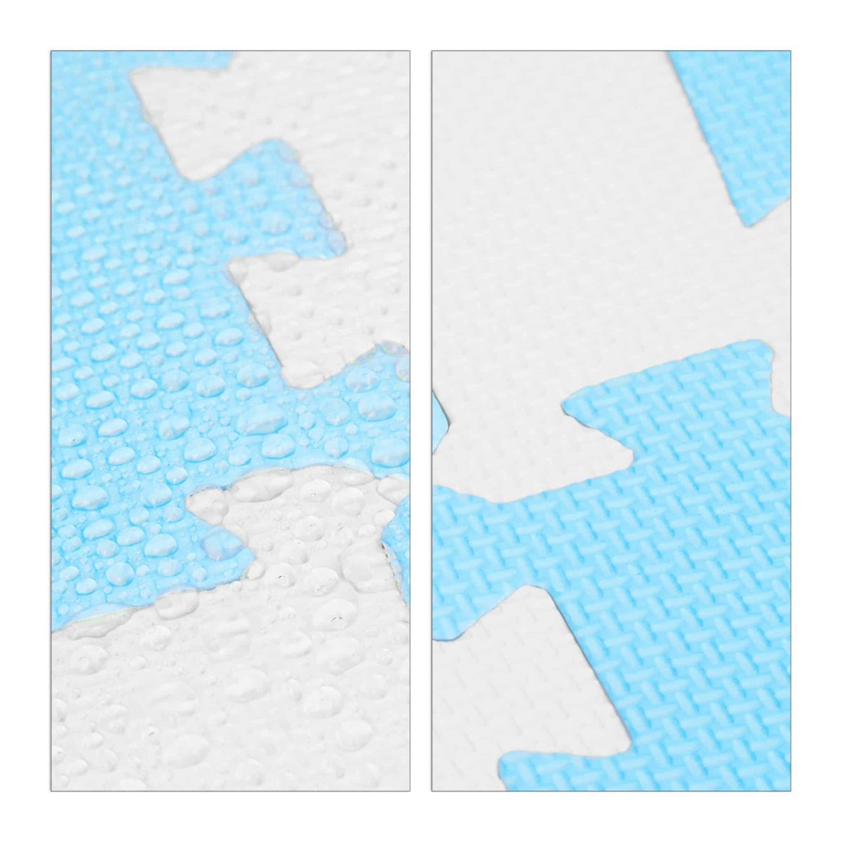 Covoras din spuma EVA Relaxdays, tip puzzle, Alb/Albastru, 9 piese, moale, 91x91 cm - imagine 6
