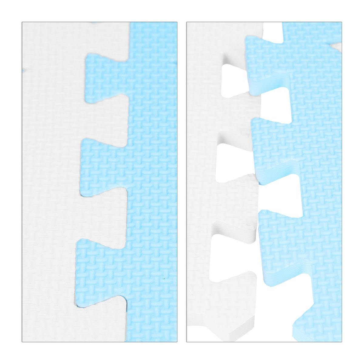 Covoras din spuma EVA Relaxdays, tip puzzle, Alb/Albastru, 9 piese, moale, 91x91 cm - imagine 7