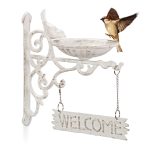 Fantana pentru pasari Relaxdays, alb, 25 x 22.5 x 13.5 cm