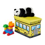 Cutie depozitare jucarii, design autobuz scoala, dimensiuni 27 x 40 x 25 cm, Relaxdays