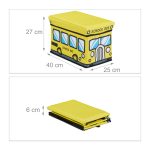 Cutie depozitare jucarii, design autobuz scoala, dimensiuni 27 x 40 x 25 cm, Relaxdays - imagine 3