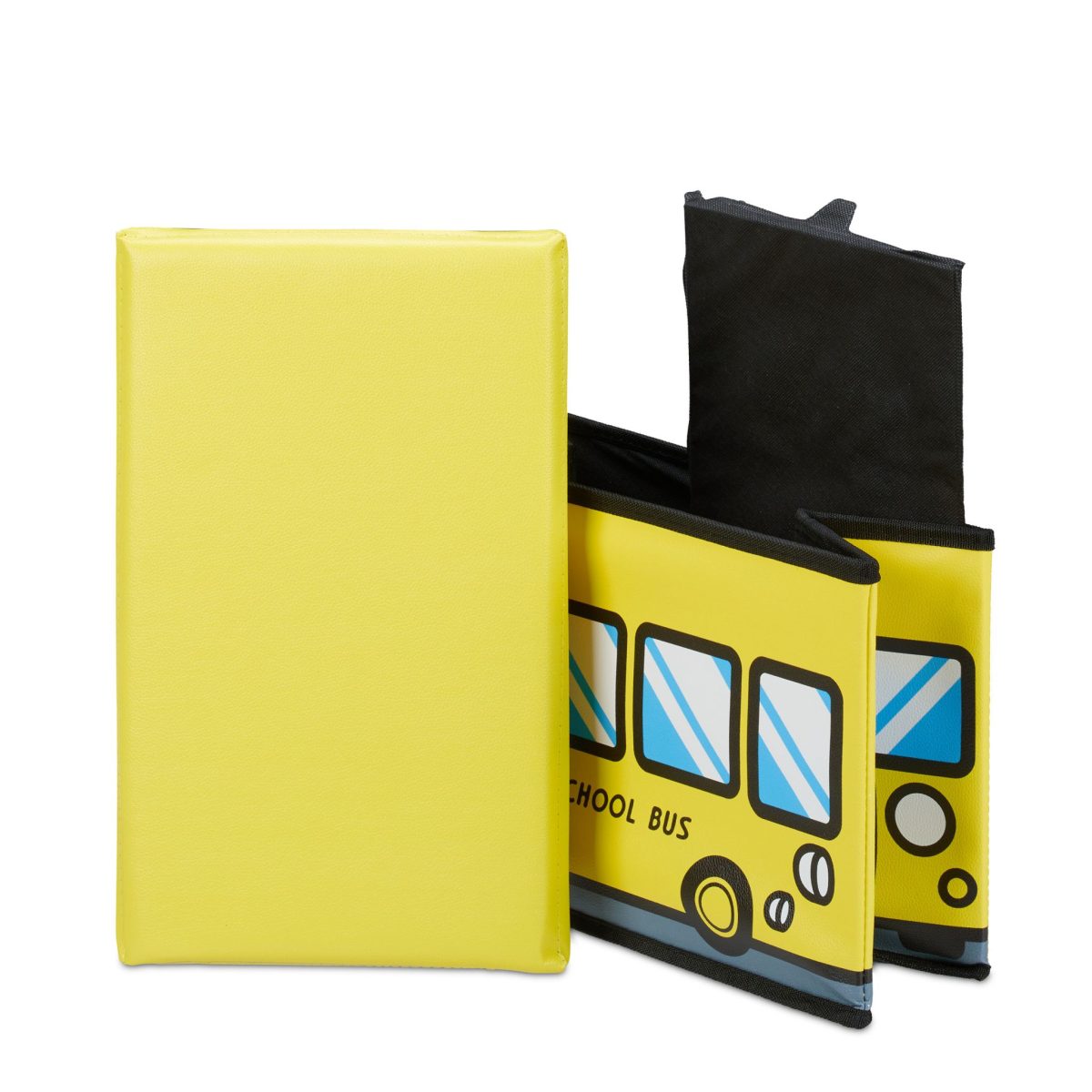 Cutie depozitare jucarii, design autobuz scoala, dimensiuni 27 x 40 x 25 cm, Relaxdays - imagine 5