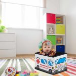 Cutie depozitare jucarii, design ambulanta, dimensiuni 27 x 40 x 25 cm, Relaxdays - imagine 2