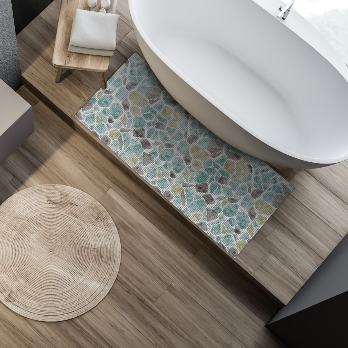 Covor baie, cu model, multicolor, PVC, 300 x 65 cm - imagine 2