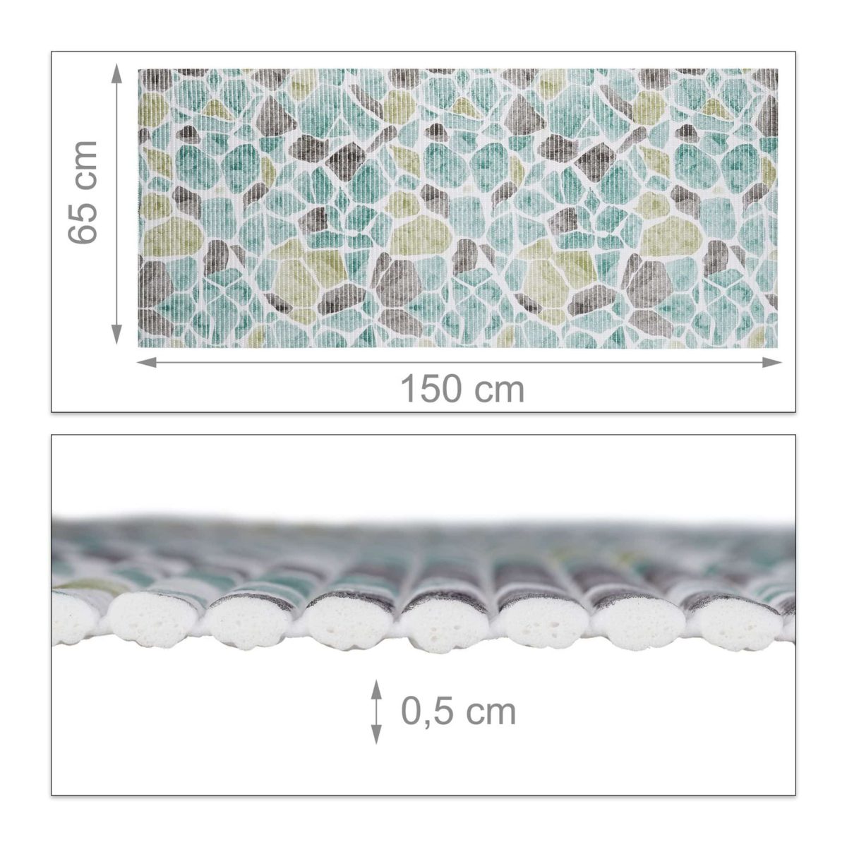 Covor baie, cu model, multicolor, PVC, 150 x 65 cm - imagine 4