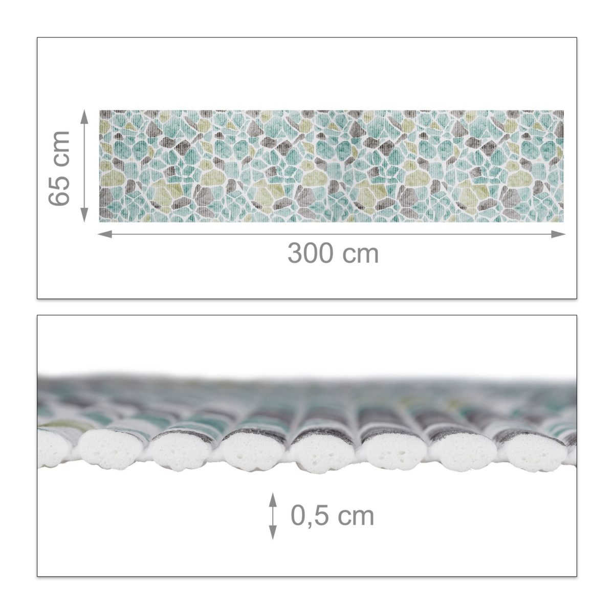 Covor baie, cu model, multicolor, PVC, 300 x 65 cm - imagine 6