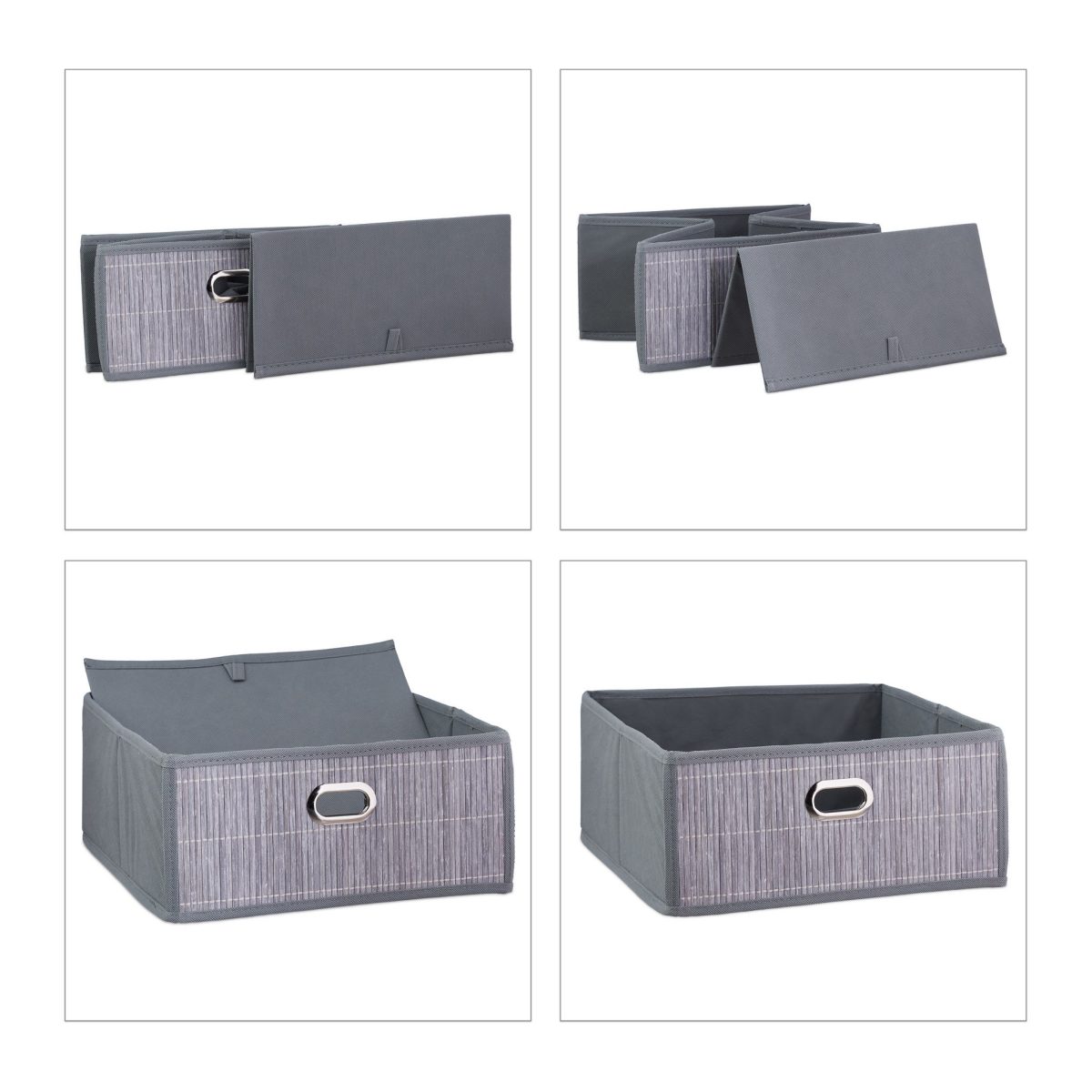 Cutie depozitare Relaxdays, 12 l, gri, 14 x 31 x 31 cm - imagine 4