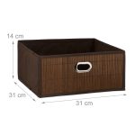 Cutie depozitare Relaxdays, 12 l, maro, 14 x 31 x 31 cm - imagine 2
