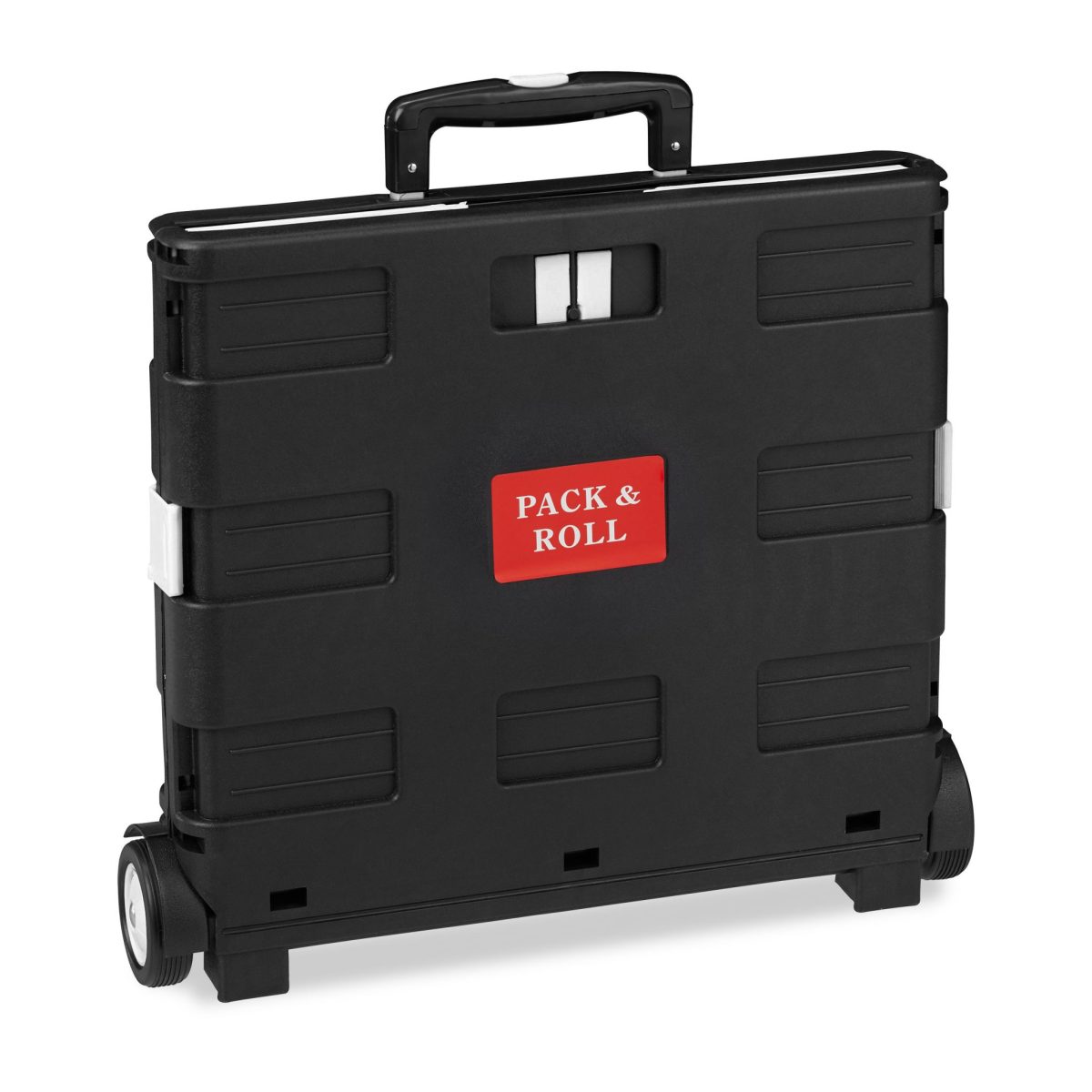 Carucior pliabil pentru cumparaturi si transport, Relaxdays, tip troler, negru/ alb, ajustabil 46-99 x 45 x 37.5 cm, 50 l - imagine 6
