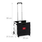 Carucior pliabil pentru cumparaturi si transport, Relaxdays, tip troler, negru/ alb, ajustabil 46-99 x 45 x 37.5 cm, 50 l - imagine 2