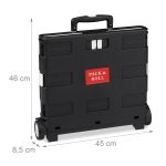 Carucior pliabil pentru cumparaturi si transport, Relaxdays, tip troler, negru/ alb, ajustabil 46-99 x 45 x 37.5 cm, 50 l - imagine 3