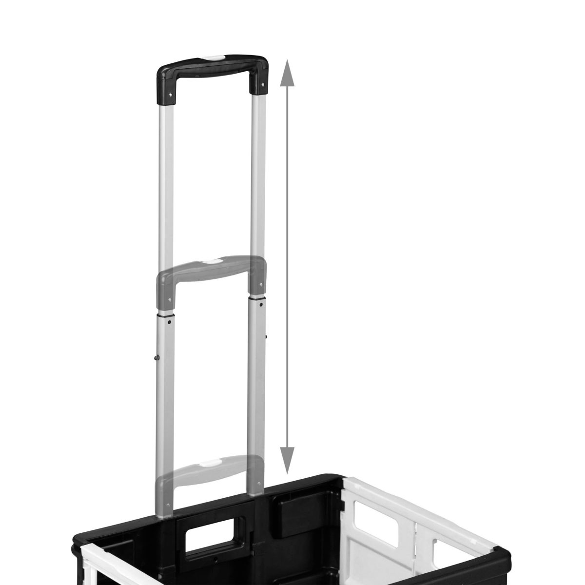 Carucior pliabil pentru cumparaturi si transport, Relaxdays, tip troler, negru/ alb, ajustabil 46-99 x 45 x 37.5 cm, 50 l - imagine 5